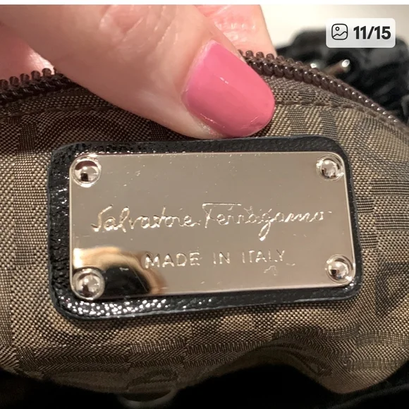 Salvatore Ferragamo Black Patent  Leather Handbag ( EUC! - Picture 2 of 14